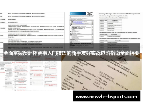 全面掌握澳洲杯赛事入门技巧的新手友好实战进阶指南全面提要
