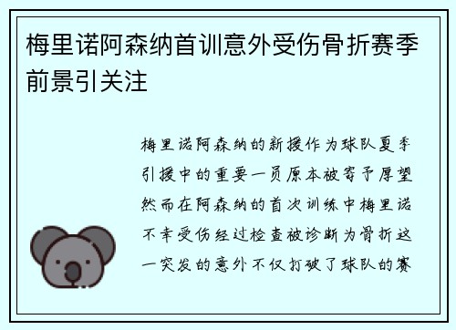 梅里诺阿森纳首训意外受伤骨折赛季前景引关注